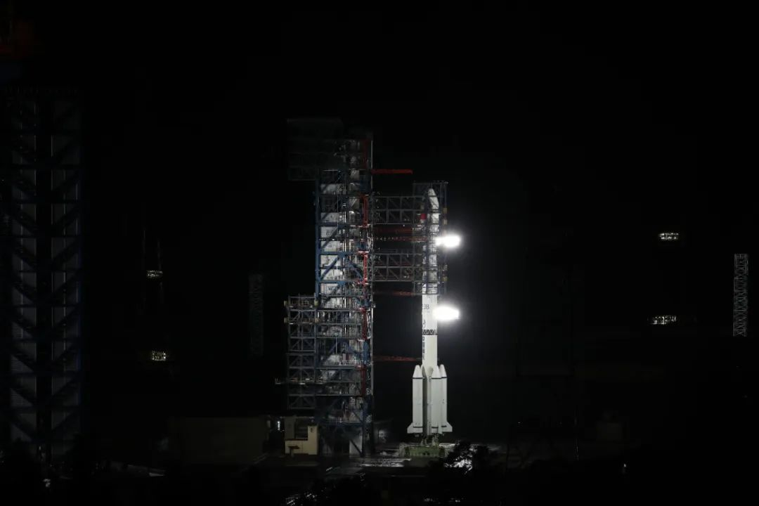The Long March 3B/E on the launch pad at Xichang Satellite Launch Center.