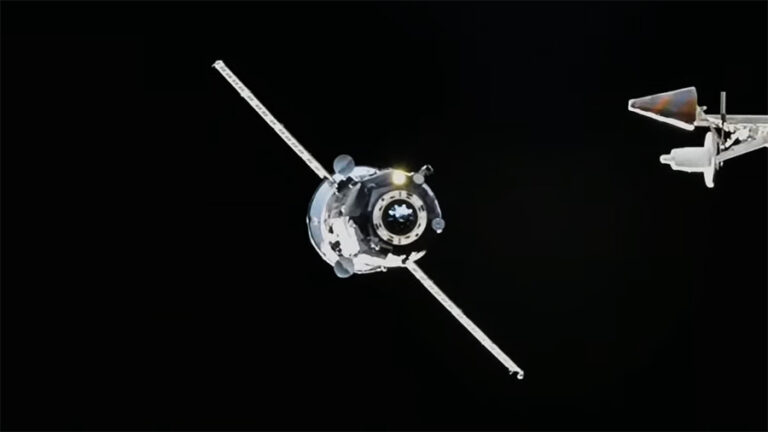 Progress MS-24 during docking to the International Space Station.