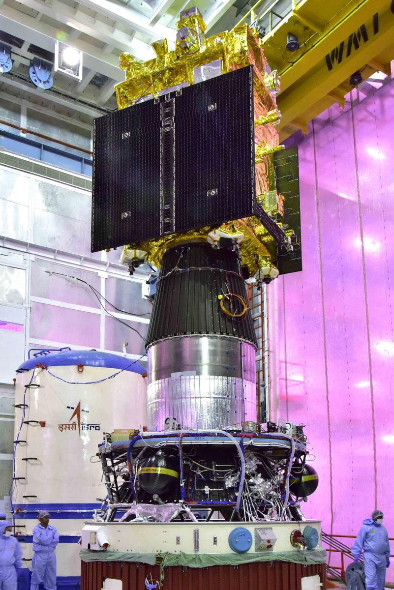 The Aditya-L1 solar observatory being attached to the PSLV rocket.
